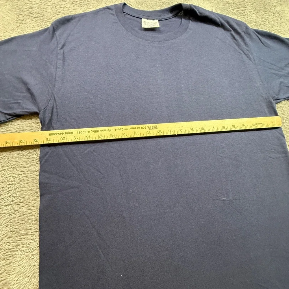 Vintage Polo Ralph Lauren Crew Neck Shirt Men L Navy Blue Combed Cotton Red Pony
